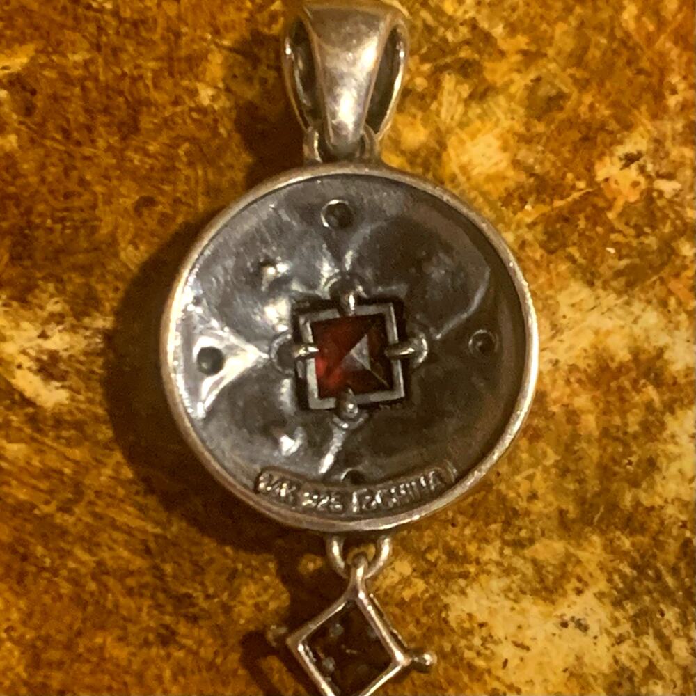 Ross Simons Pendant 14K Gold, Sterling Silver and Garnet - Picture 5 of 6